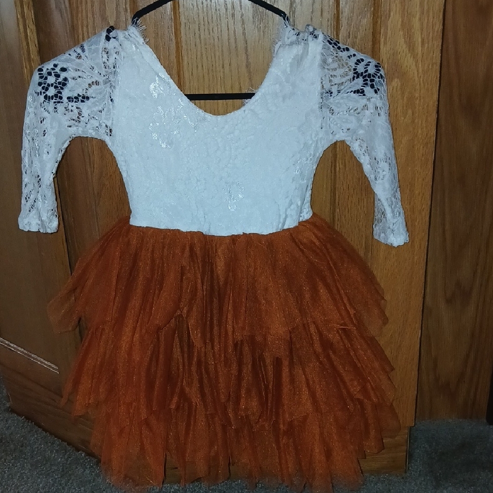 Orange and White Kids Costume Dress